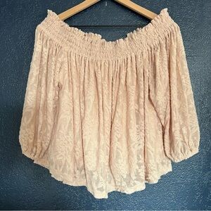 Anthropologie Deletta Sommer Floral Cream Lace Off The Shoulder Blouse